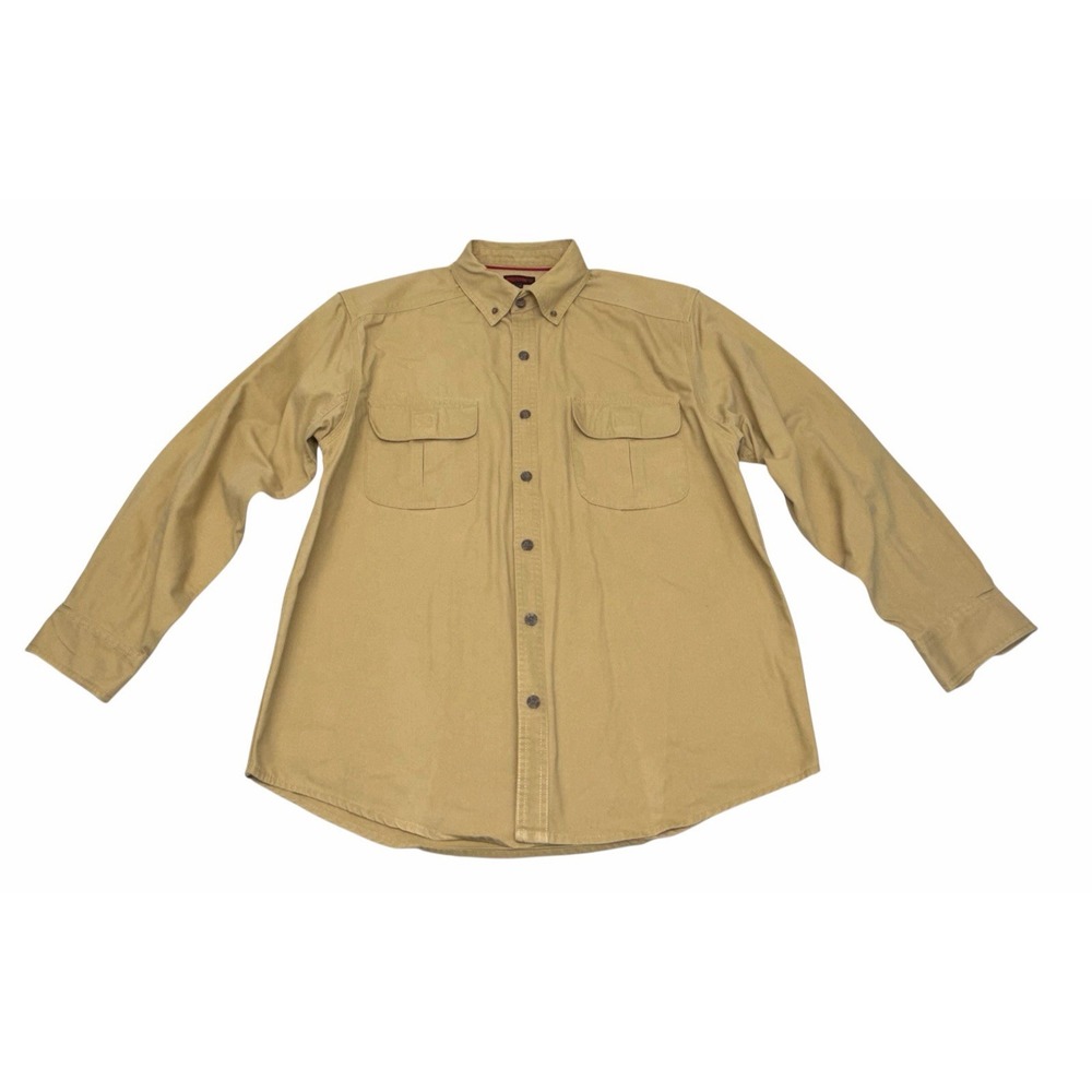 Wolverine Long Sleeve Button Up Shirt Men's Size Large Khaki 100% Cotton
